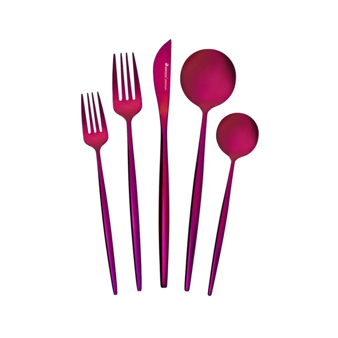 Karaca Jupiter 30-Piece Stainless Steel Cutlery Set for 6 People, Shiny Purple - Image 5