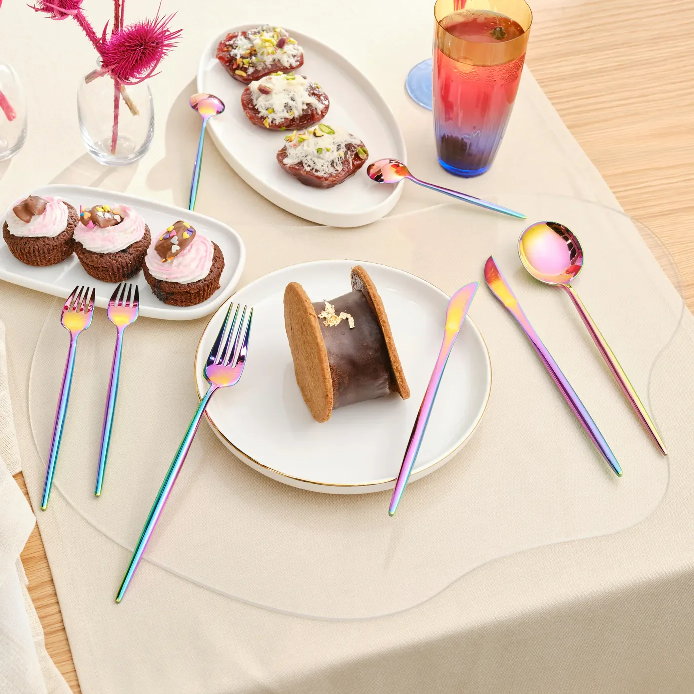 Karaca Jupiter 30-Piece Stainless Steel Cutlery Set for 6 People, Shiny Rainbow - Image 6