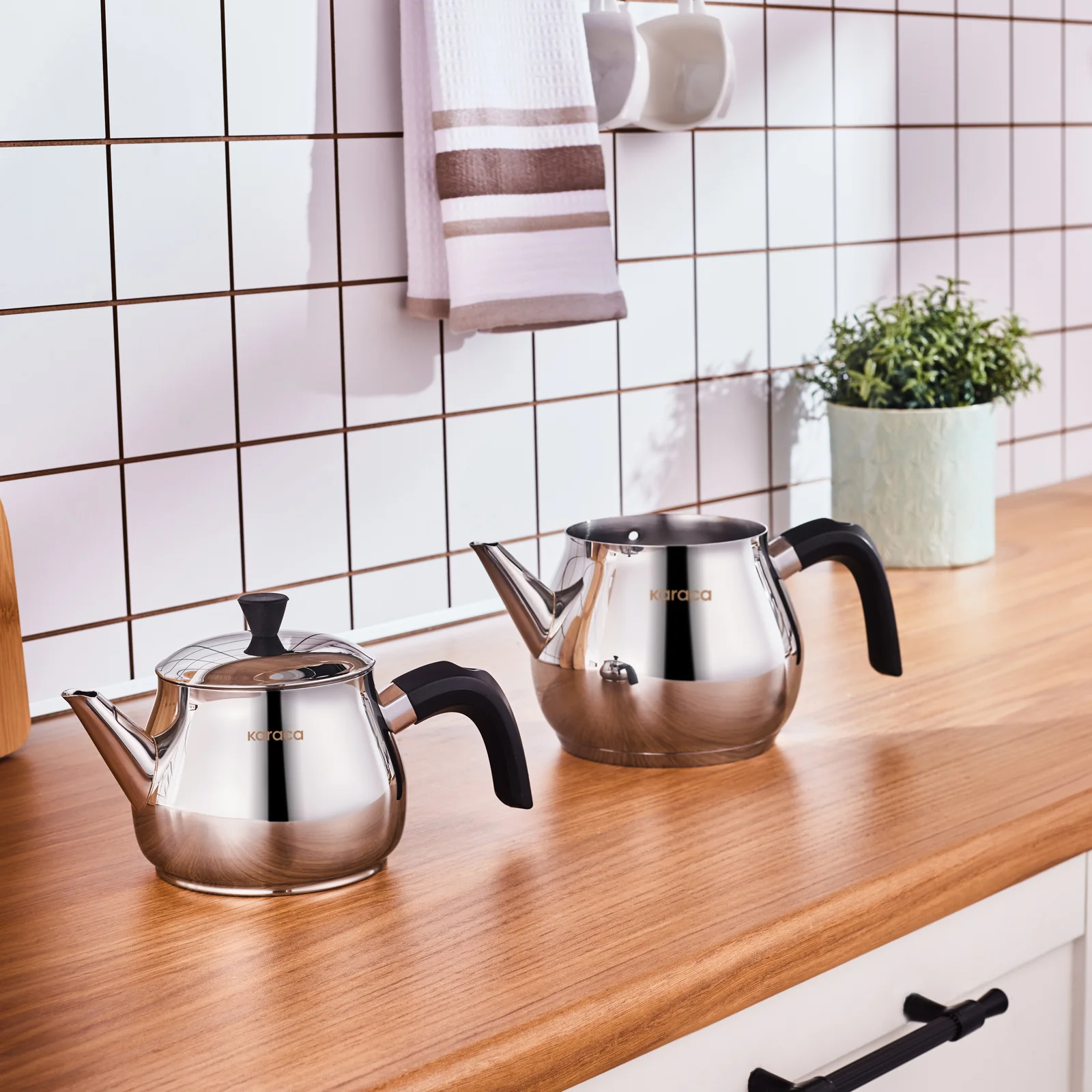 Karaca Kayra Stainless Steel Induction Teapot Set, Medium, Black Silver - Image 5