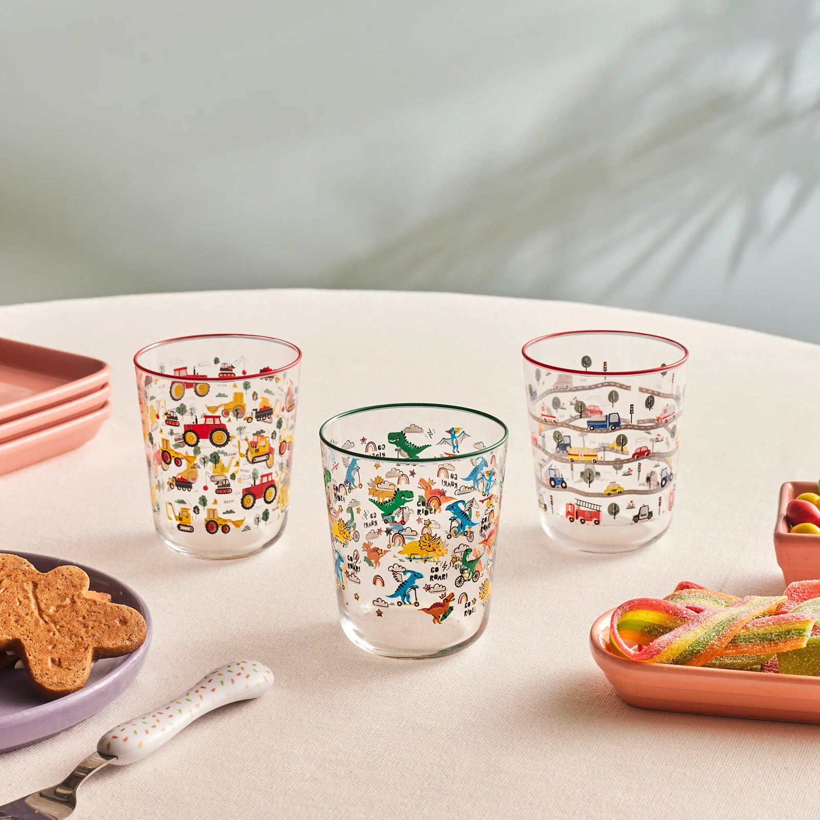 Karaca Kids 3-Piece Tumbler Glass Set, 315ml, Boy, Pink - Image 2