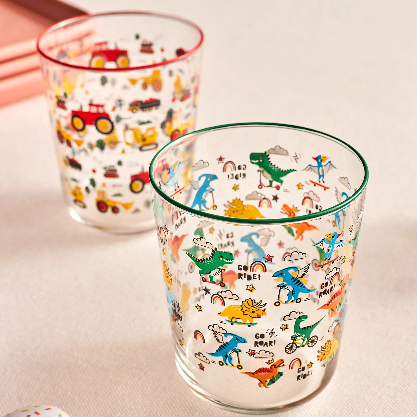 Karaca Kids 3-Piece Tumbler Glass Set, 315ml, Boy, Pink - Image 3