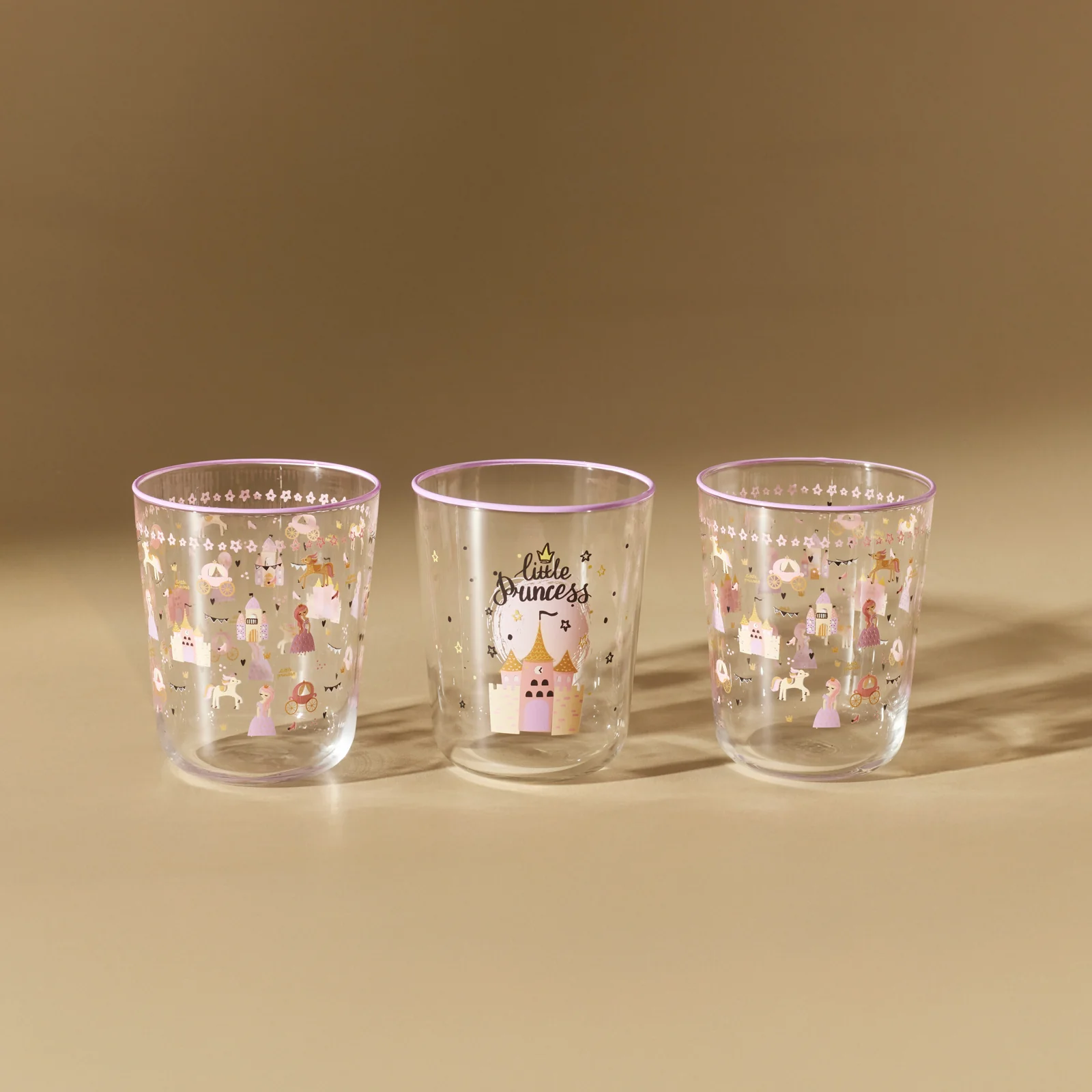 Karaca Kids 3-Piece Tumbler Glass Set, 315ml, Girl, Pink