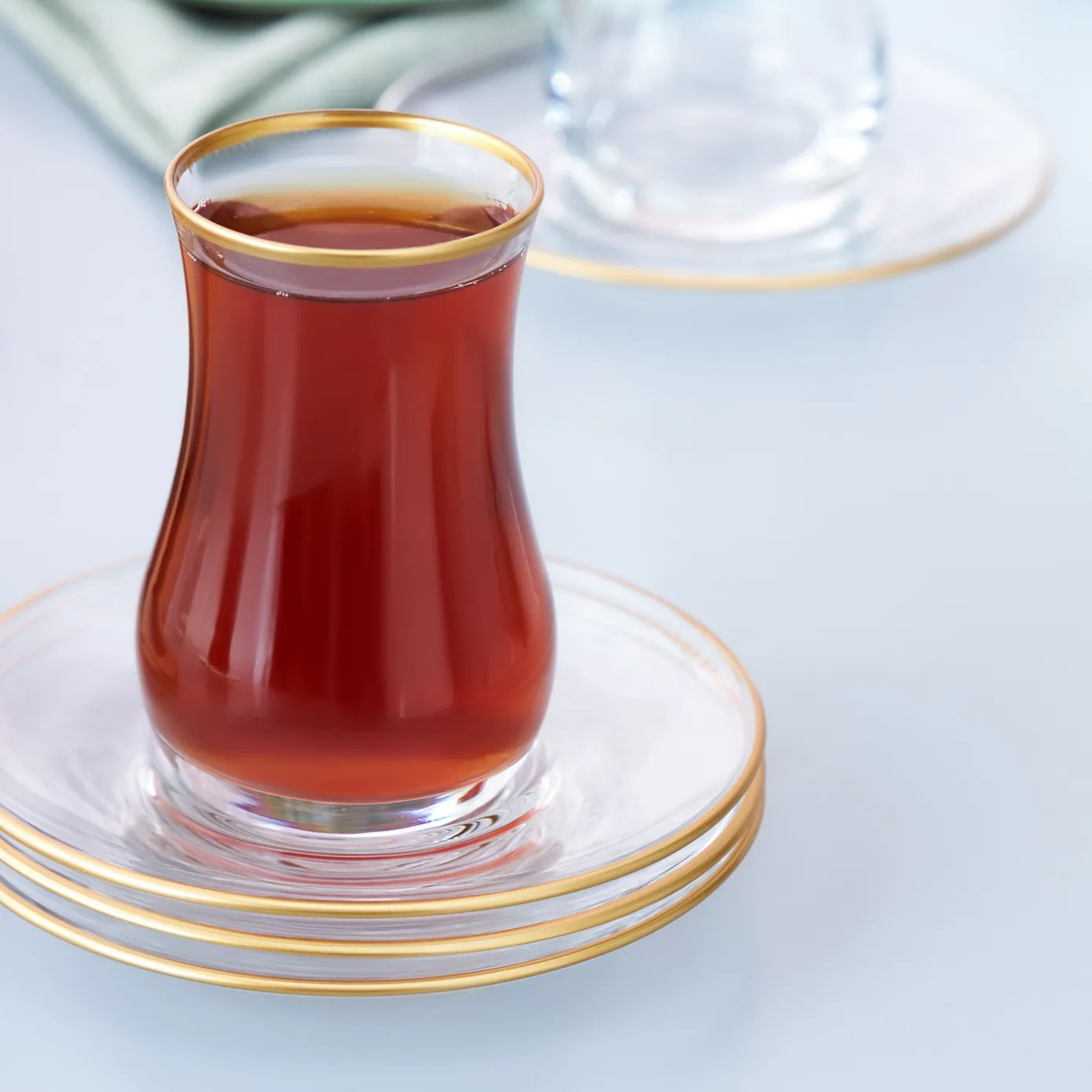 Karaca Kirke 12 Piece Glass Turkish Tea Set for 6 People, 110ml, Gold - Image 4