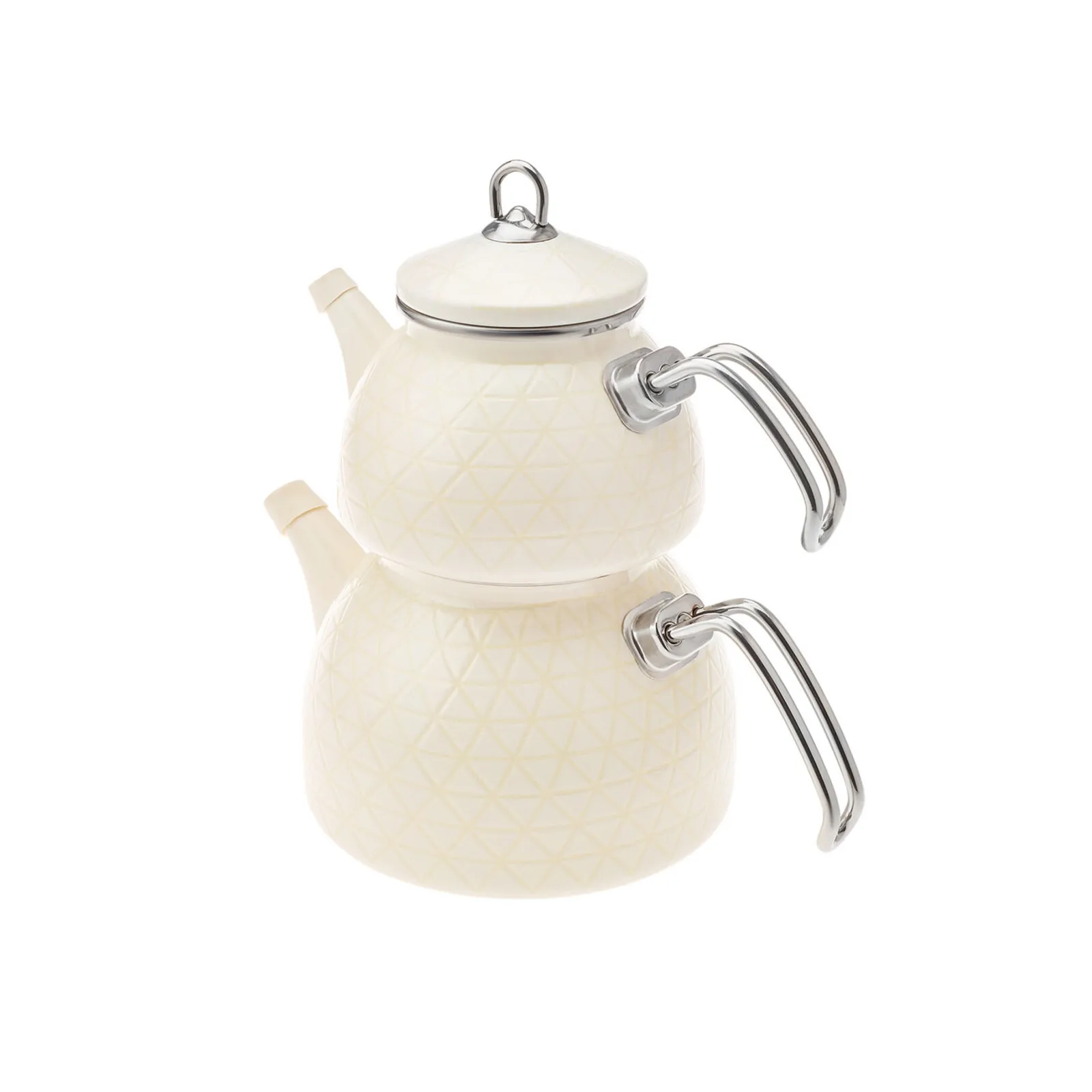 Karaca Kristal Enamel Induction Teapot Set, Cream Silver - Image 4