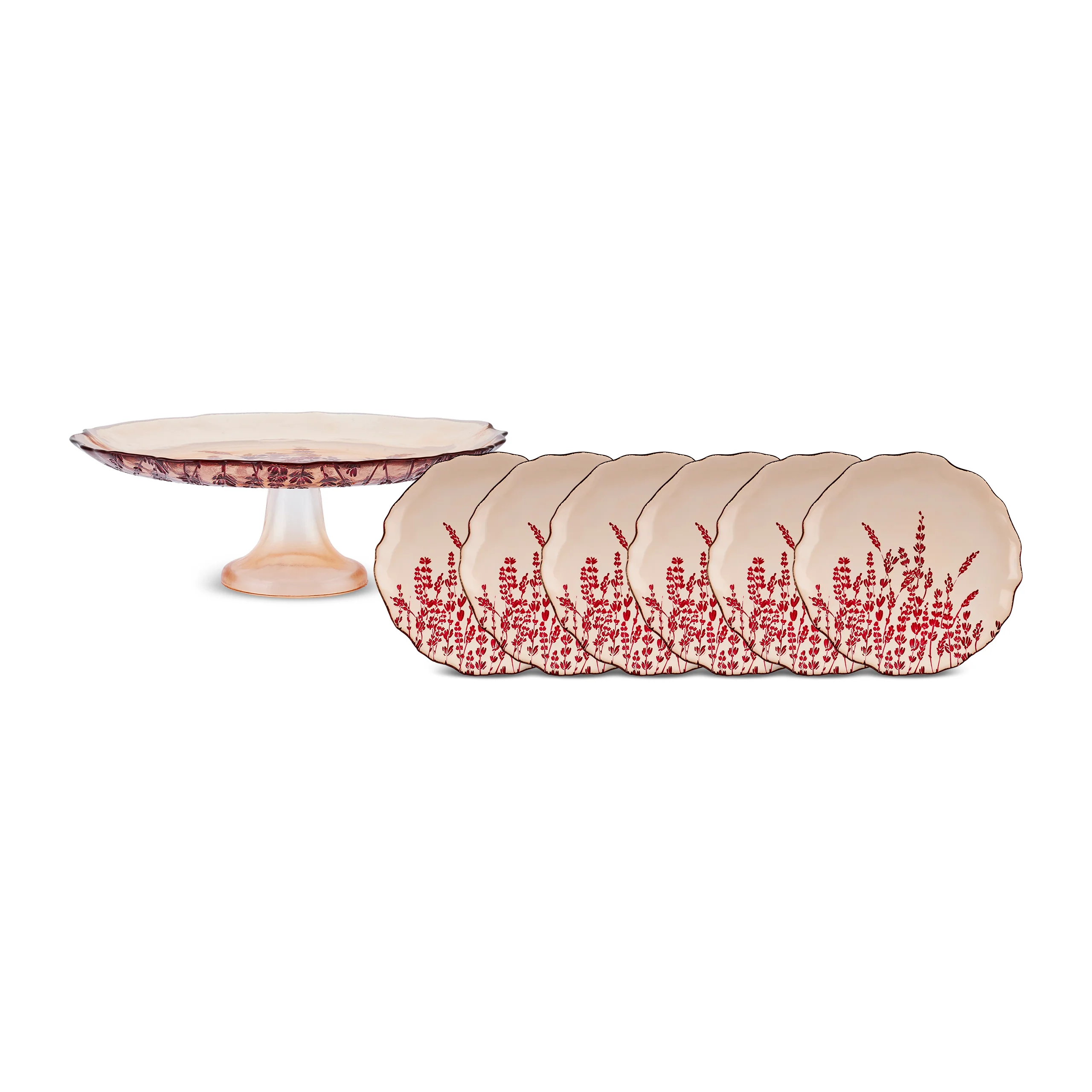 Karaca Lavander 7-Piece Serveware Set for 6 People, Red - Image 13
