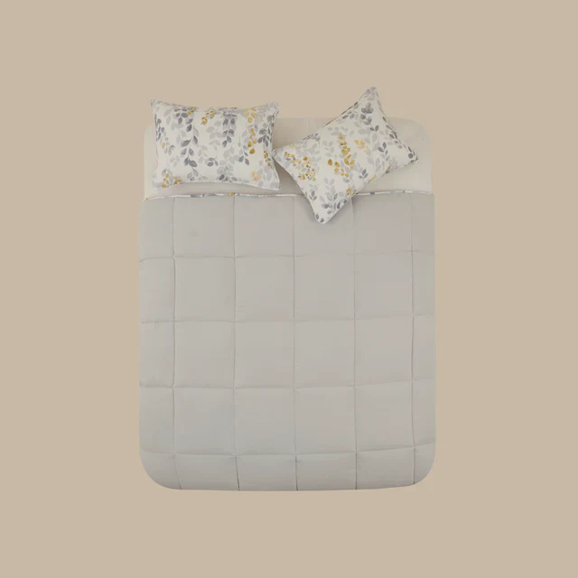 Karaca Leaf Duvet and Pillow Set, Double, 200x200+2x50x70cm, Grey - Image 6
