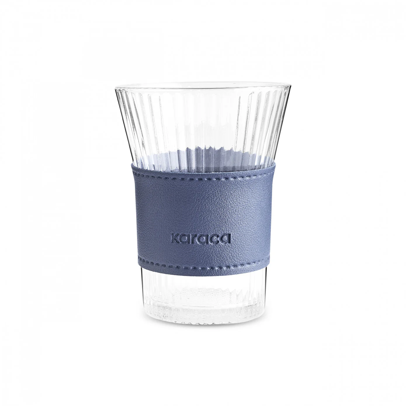 Karaca Leather Cool Touch Latte Coffee Glass, 210 Ml, Navy Blue - Image 8