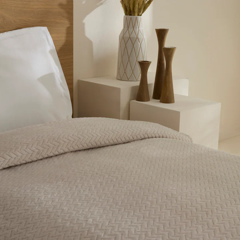 Karaca Leaves Wellsoft Blanket, Single, 150x200cm, Light Grey - Image 6