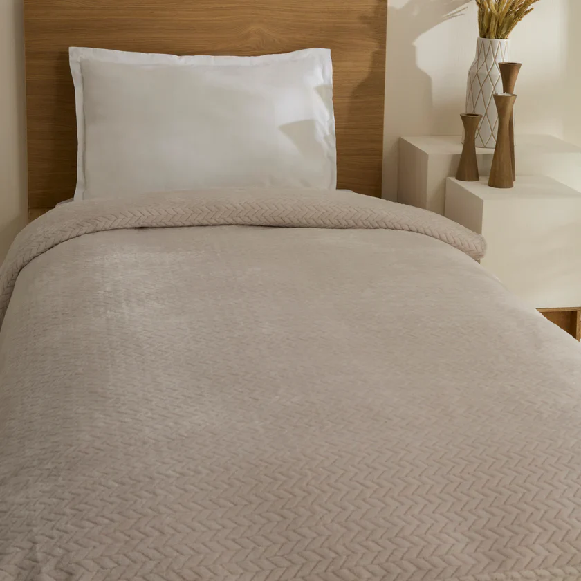 Karaca Leaves Wellsoft Blanket, Single, 150x200cm, Light Grey - Image 8