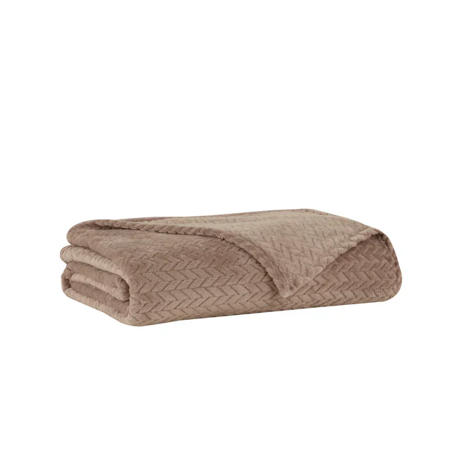 Karaca Leaves Wellsoft Blanket, Single, 150x200cm, Stone - Image 9