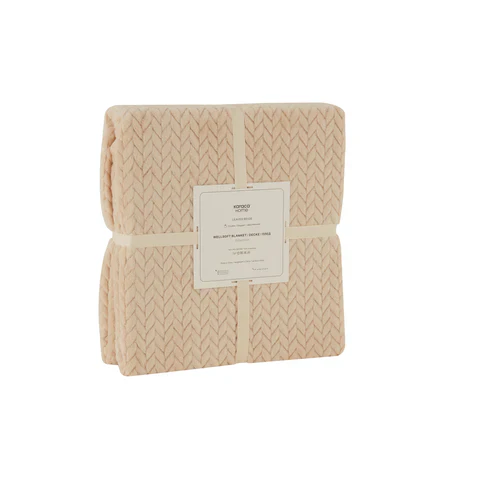 Karaca Leaves Wellsoft Blanket, 200x220cm, Ecru - Image 8