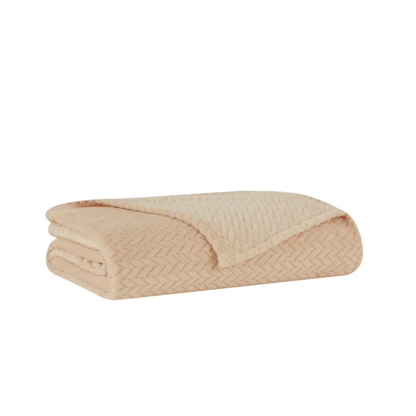Karaca Leaves Wellsoft Blanket, 130x150cm, Ecru - Image 3