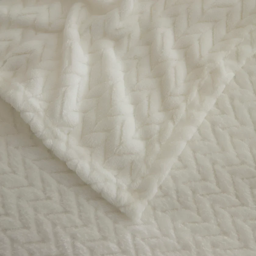 Karaca Leaves Wellsoft Blanket, Single, 150x200cm, White - Image 10