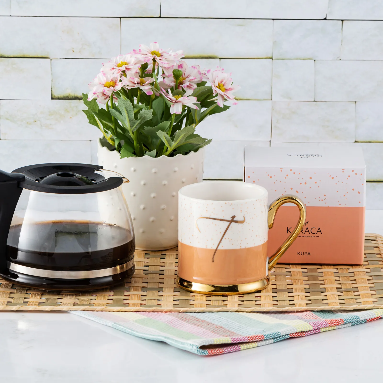 Karaca Letter T Porcelain Mug, 330ml, Multi - Image 3