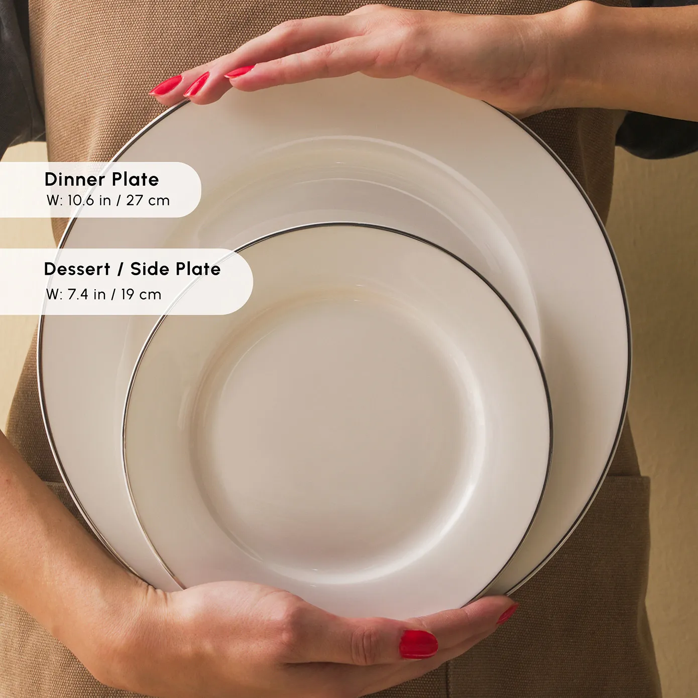 Karaca Lexi 56-Piece Bone China Dinner Set for 12 People, White Platinum - Image 7