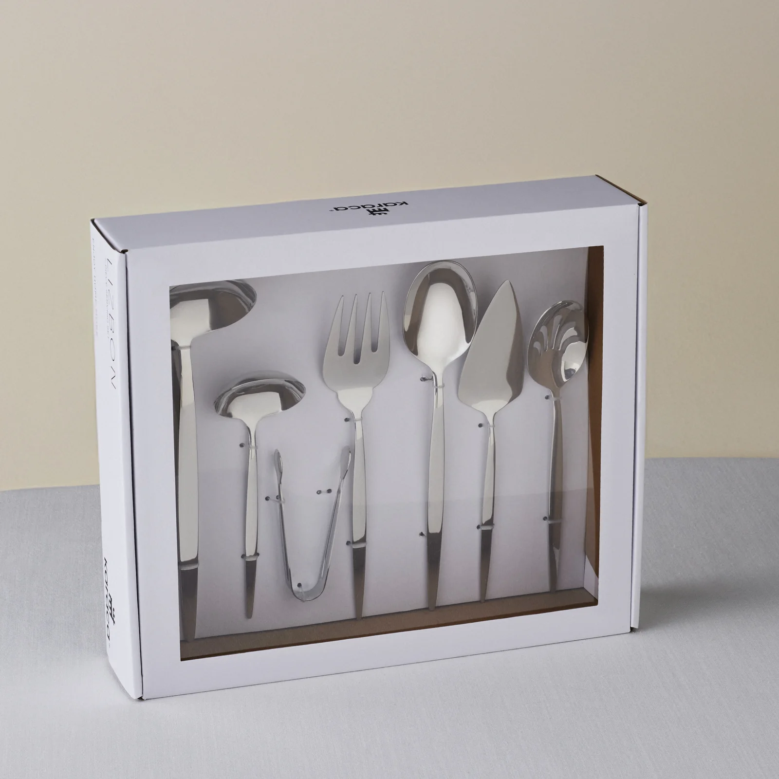 Karaca Lizbon 7-Piece Stainless Steel Boxed Serving Set, Silver - Image 2