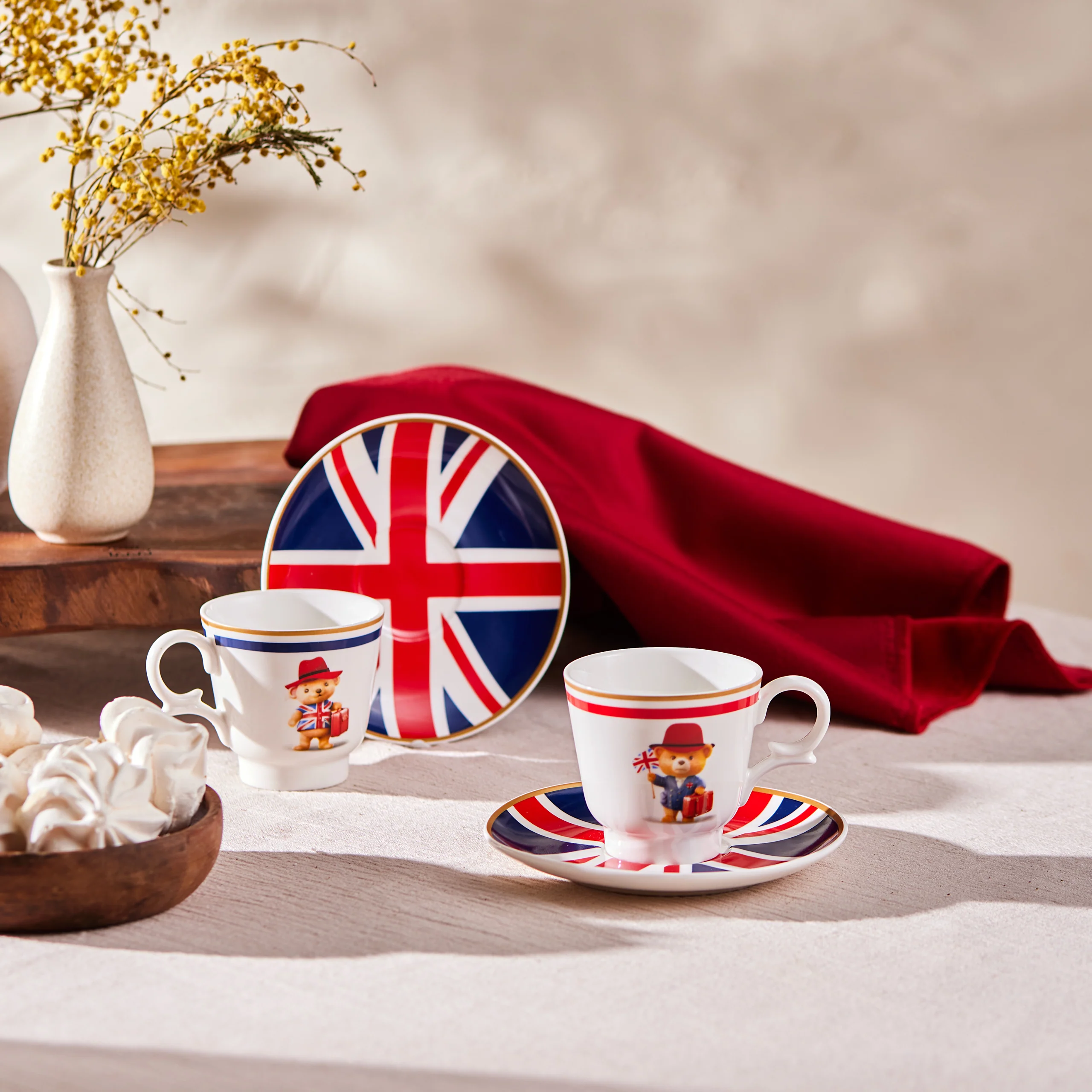 Karaca London 4-Piece Bone China Turkish Coffee Cup Set for 2 People, 80ml, Multi - Image 3