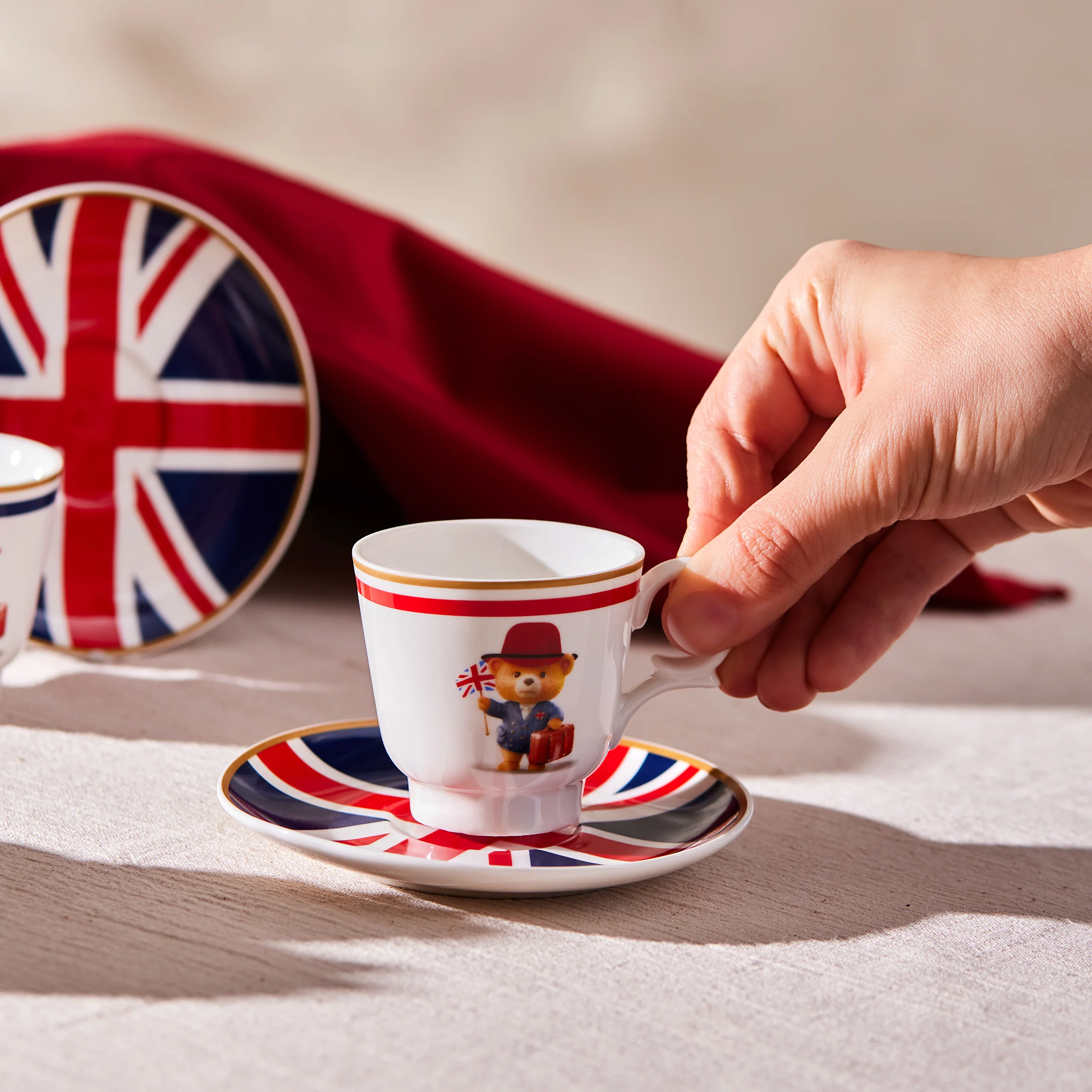 Karaca London 4-Piece Bone China Turkish Coffee Cup Set for 2 People, 80ml, Multi - Image 4