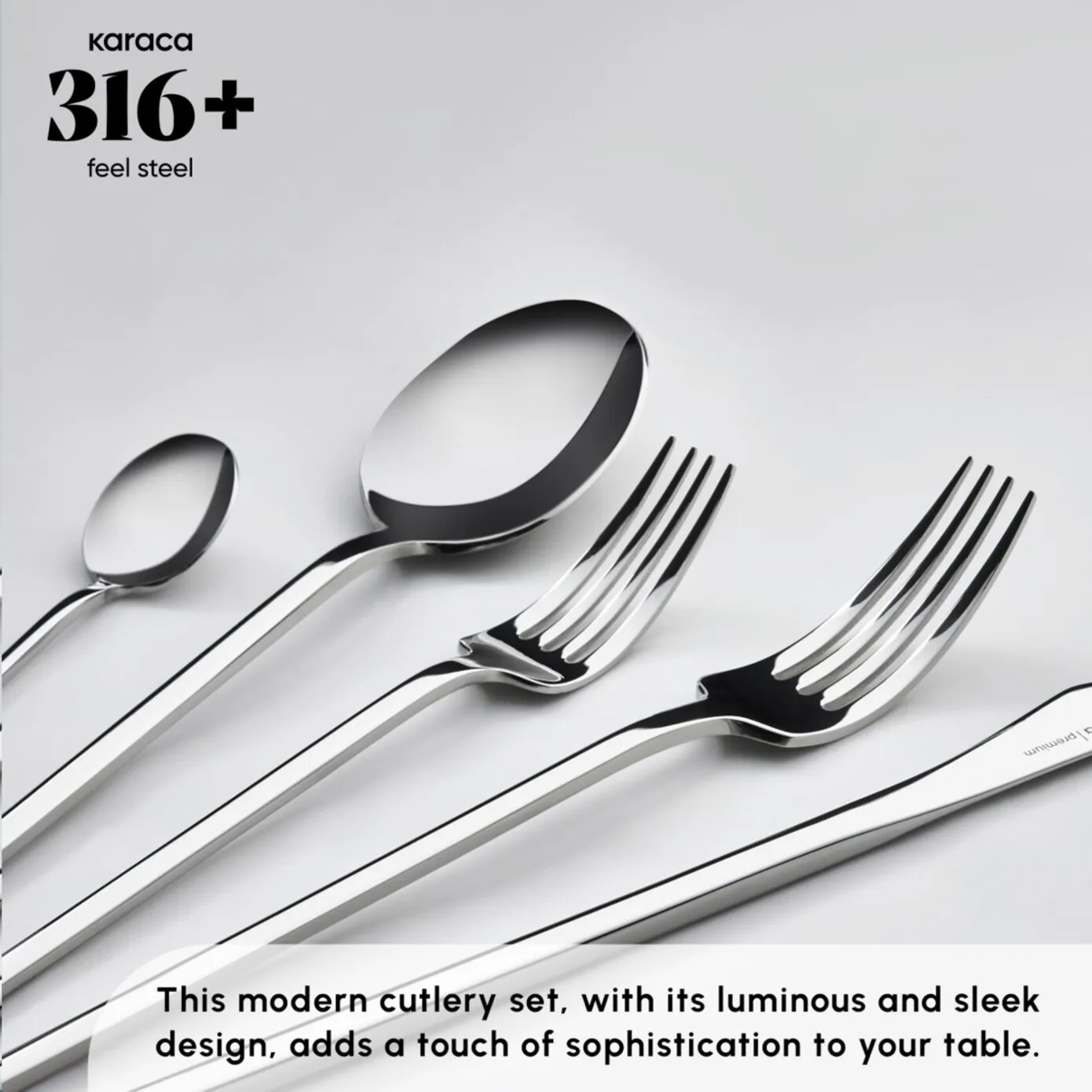 Karaca Look 84-Piece 316+ Stainless Steel Cutlery Set for 12 People, Silver - Image 7