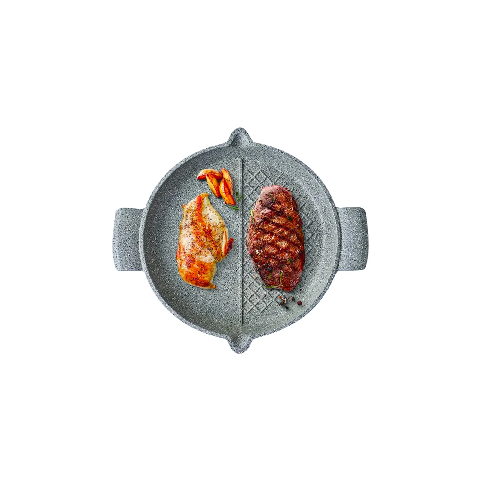 Karaca Love of Kitchen Biogranite Non-Stick Double Sided Griddle Pan with 2-Piece of Oven Gloves, 30cm, Black - Image 2
