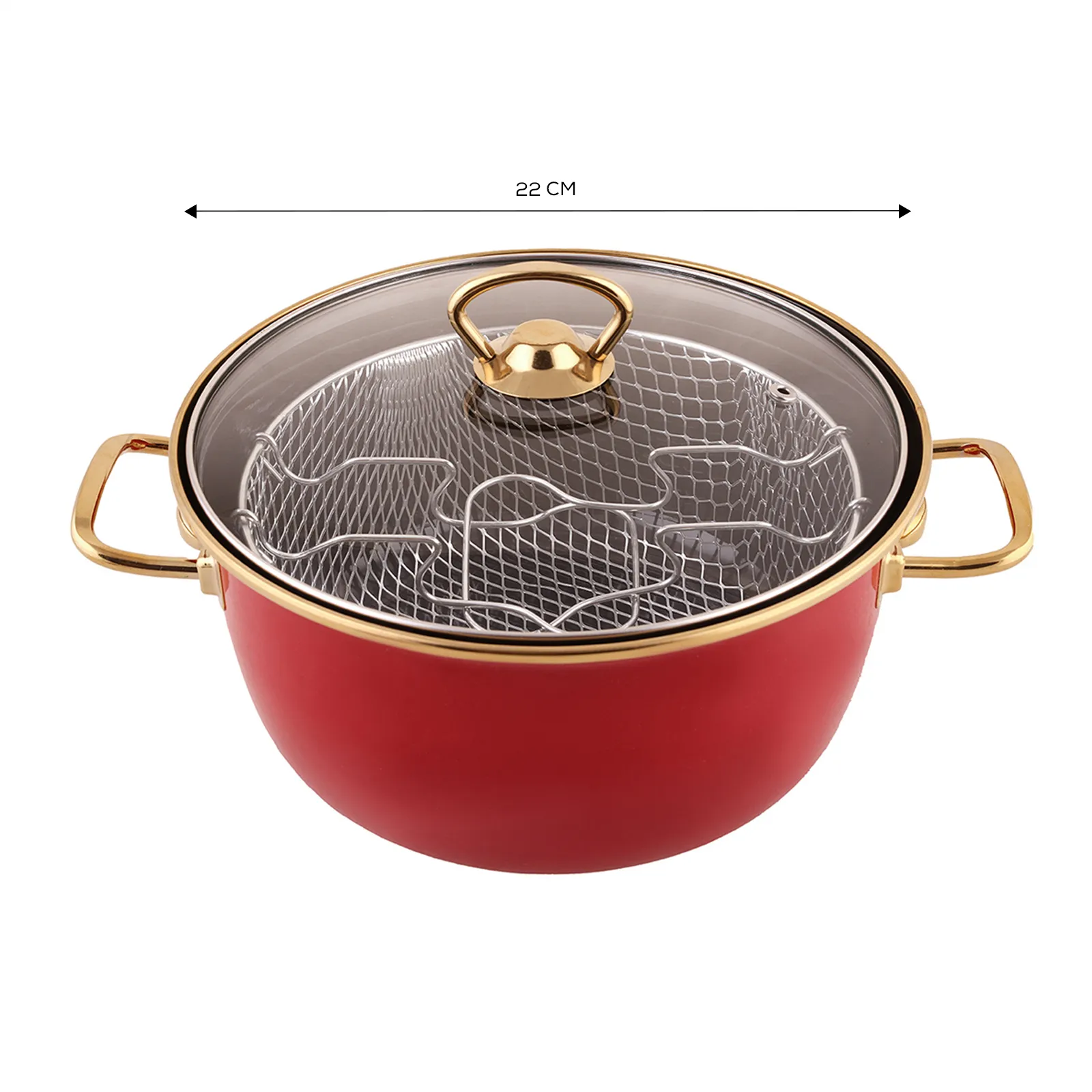 Karaca Love of Kitchen Retro Enamel Induction Frying Pot, 22cm, Red - Image 5
