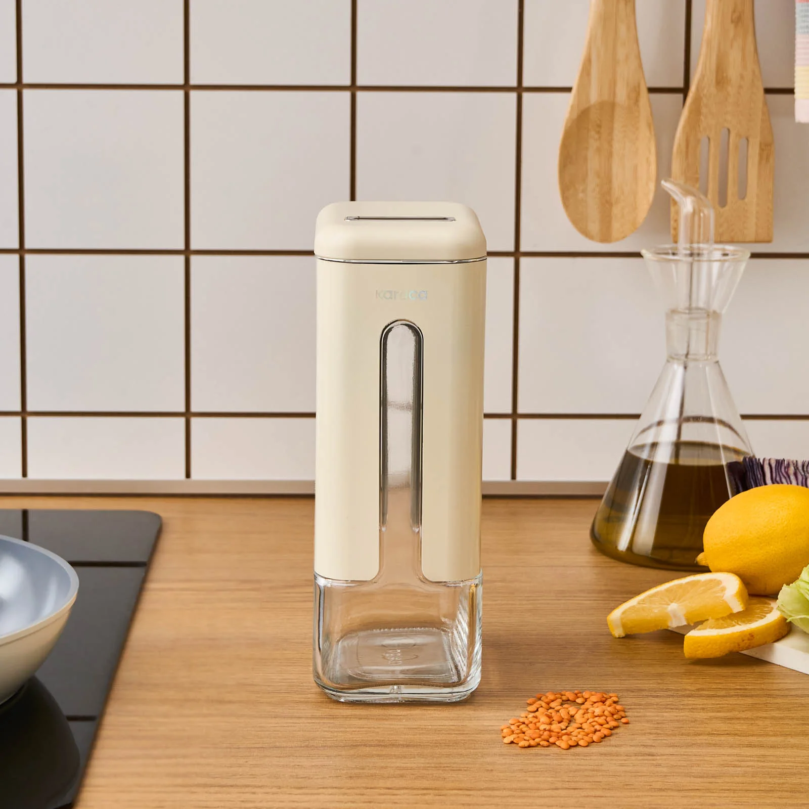 Karaca Luminous Storage Jar, 1210ml, Cream