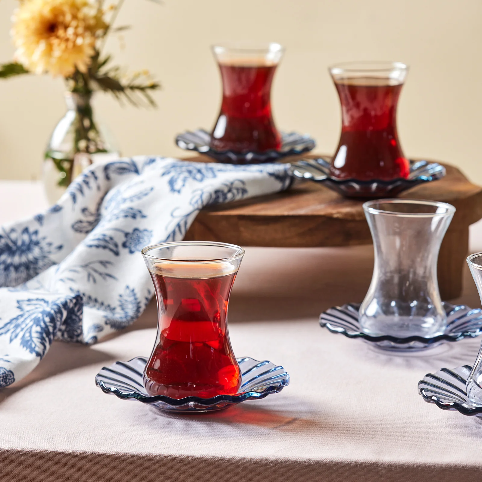 Karaca Luna 12-Piece Turkish Tea Set for 6 People, 130ml, Light Blue - Image 4