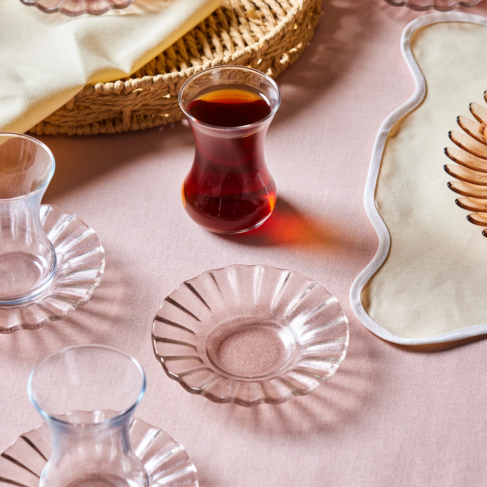 Karaca Luna 12-Piece Turkish Tea Set for 6 People, 130ml, Light Brown - Image 3