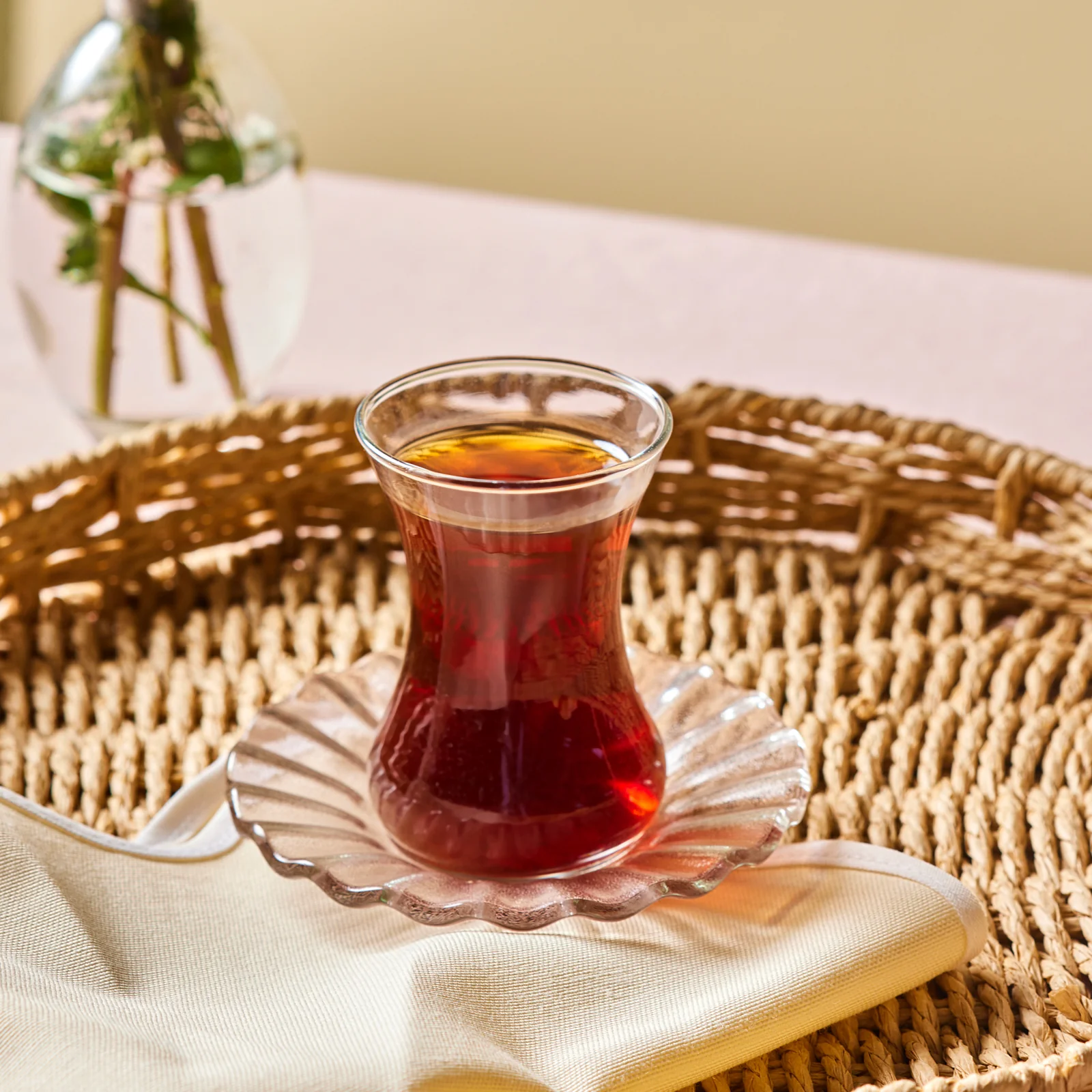 Karaca Luna 12-Piece Turkish Tea Set for 6 People, 130ml, Light Brown - Image 5