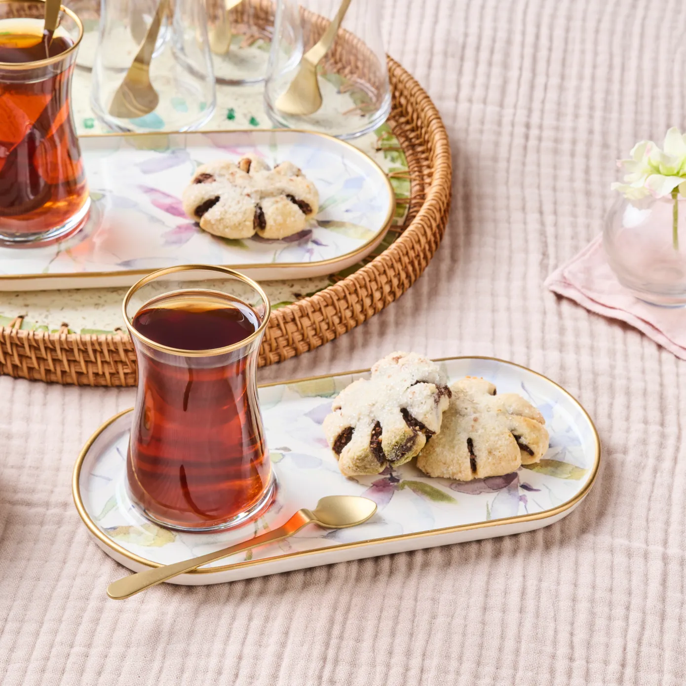 Karaca Madeira 12-Piece Glass Turkish Tea Set for 6 People, Multi - Image 5