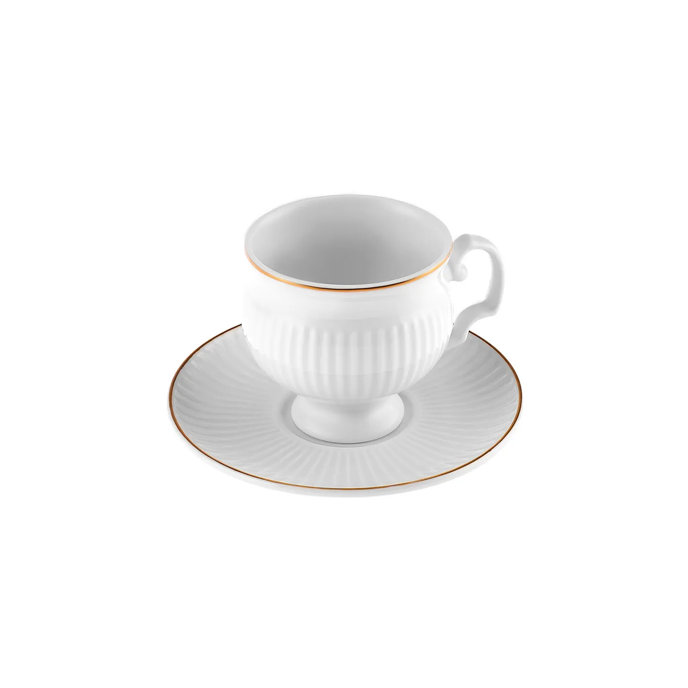 Karaca Malta 12-Piece Porcelain Espresso Turkish Coffee Cup Set for 6 People, 100ml, White Gold - Image 7