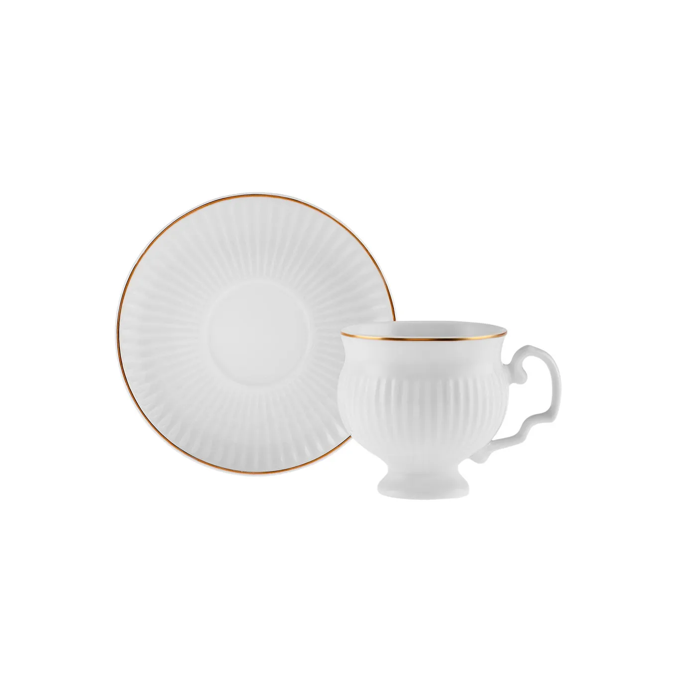 Karaca Malta 12-Piece Porcelain Espresso Turkish Coffee Cup Set for 6 People, 100ml, White Gold - Image 8