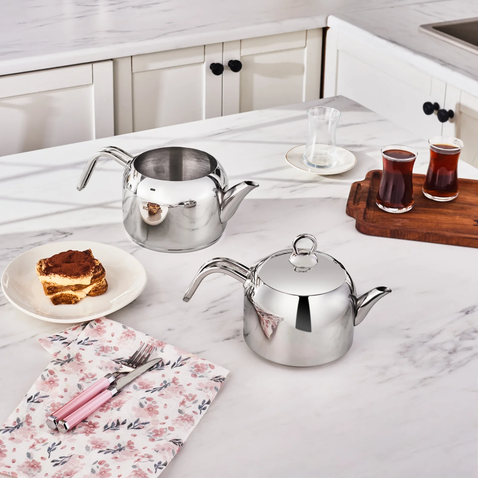 Karaca Manes Stainless Steel Induction Teapot Set, Medium, Metal - Image 4