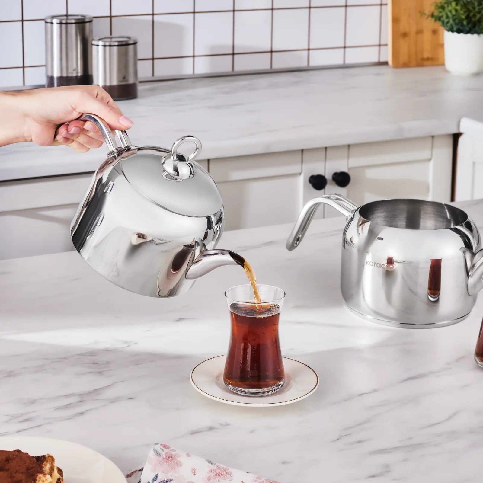 Karaca Manes Stainless Steel Induction Teapot Set, Medium, Metal - Image 5