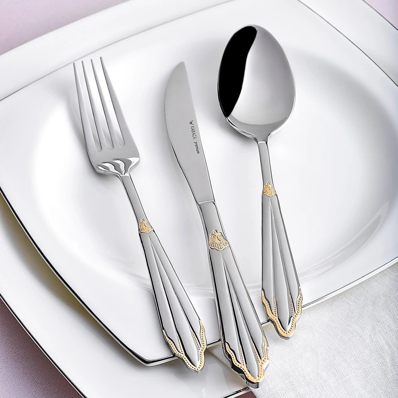 Karaca Mantilla 84-Piece Stainless Steel Cutlery Set for 12 People, Silver - Image 7