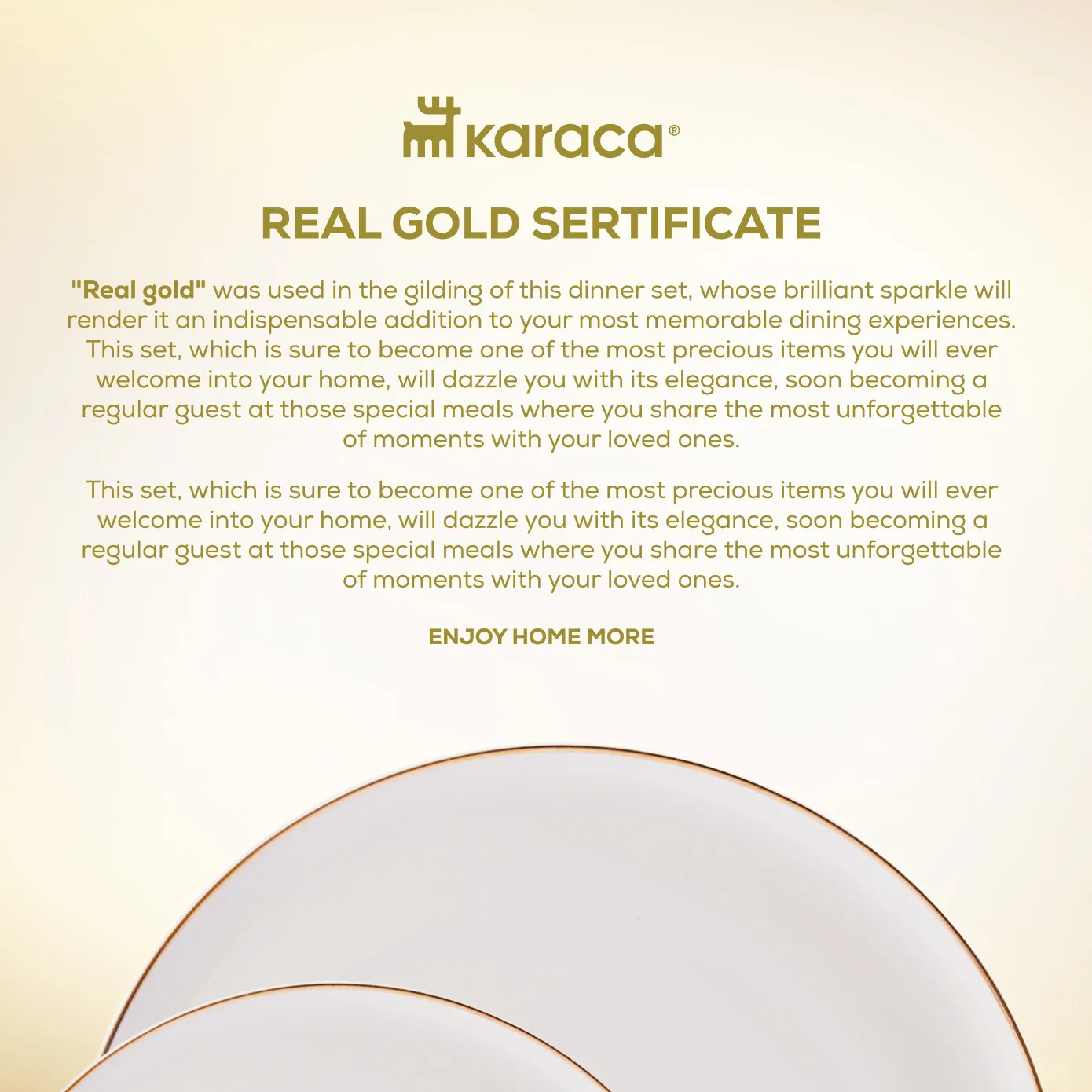 Karaca Elegance Bone China Marcelo Gold 26-Piece Serveware Set for 6 People, White Gold - Image 9