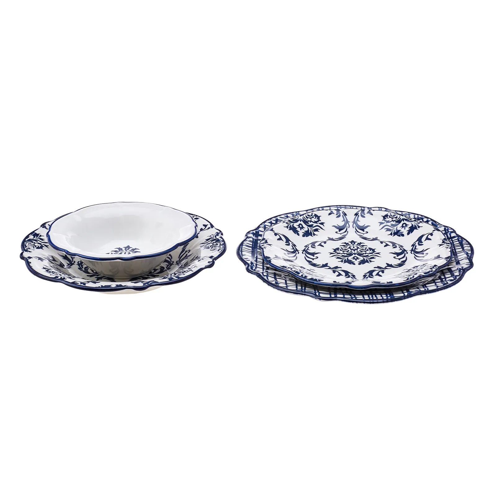 Karaca Maren 24-Piece Porcelain Dinner Set for 6 People, Blue White - Image 5