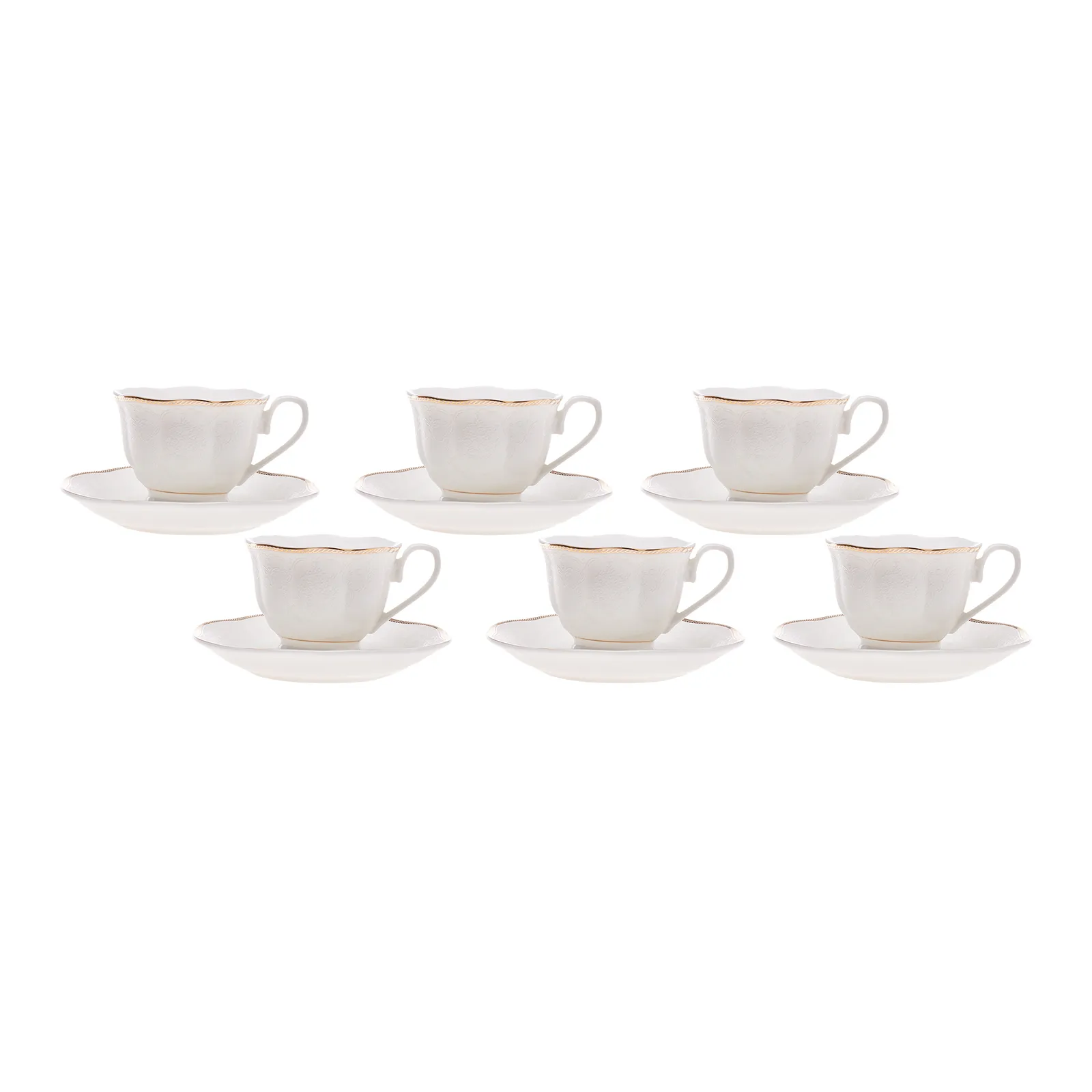 Karaca Margaret 12-Piece Porcelain Espresso Turkish Coffee Cup Set for 6 People, 80ml, White - Image 2