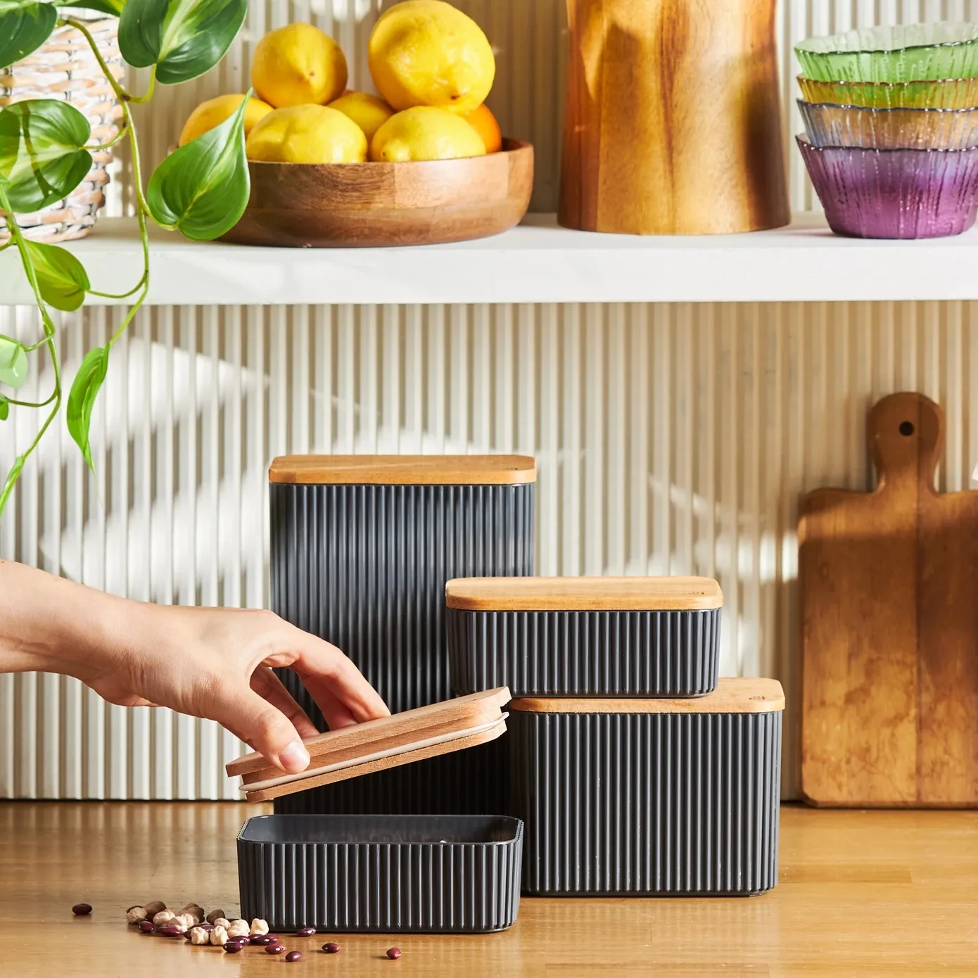Karaca Massimo 4-Piece Plastic Storage Container Set, 5L, Anthracite - Image 3