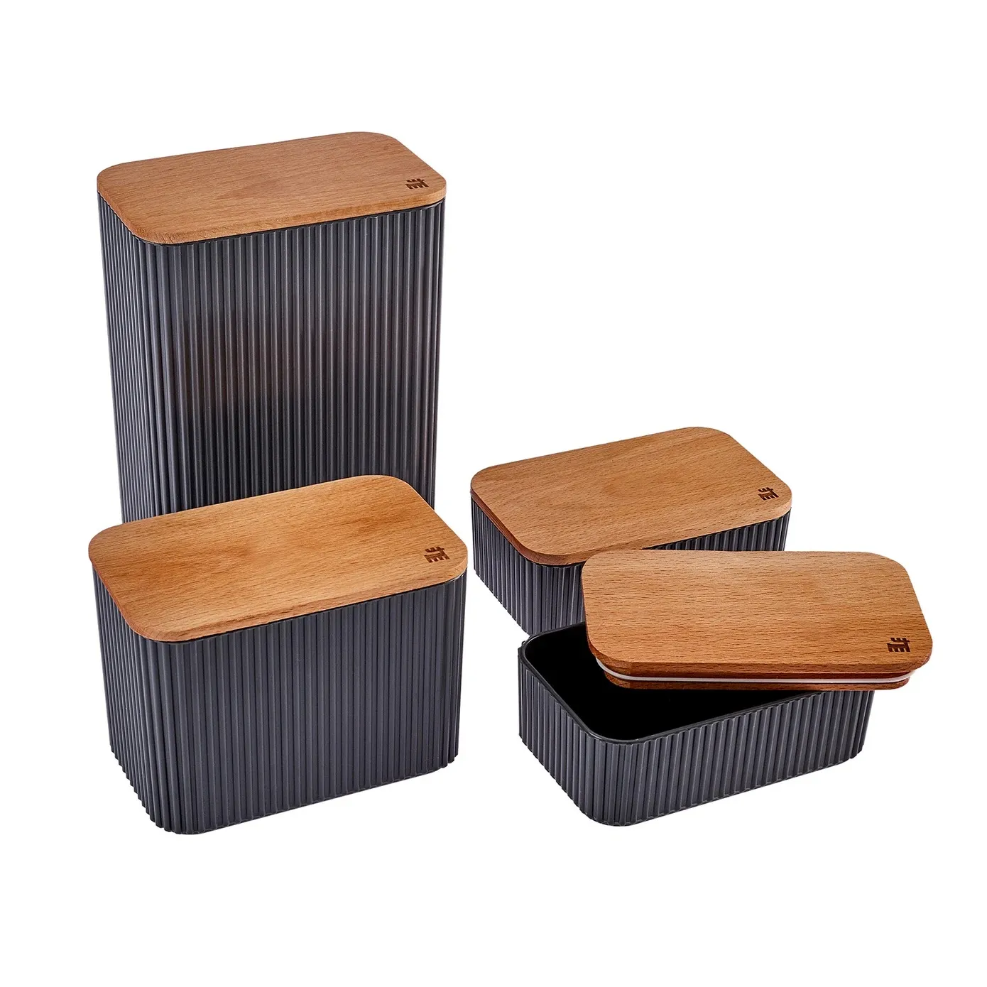 Karaca Massimo 4-Piece Plastic Storage Container Set, 5L, Anthracite - Image 5