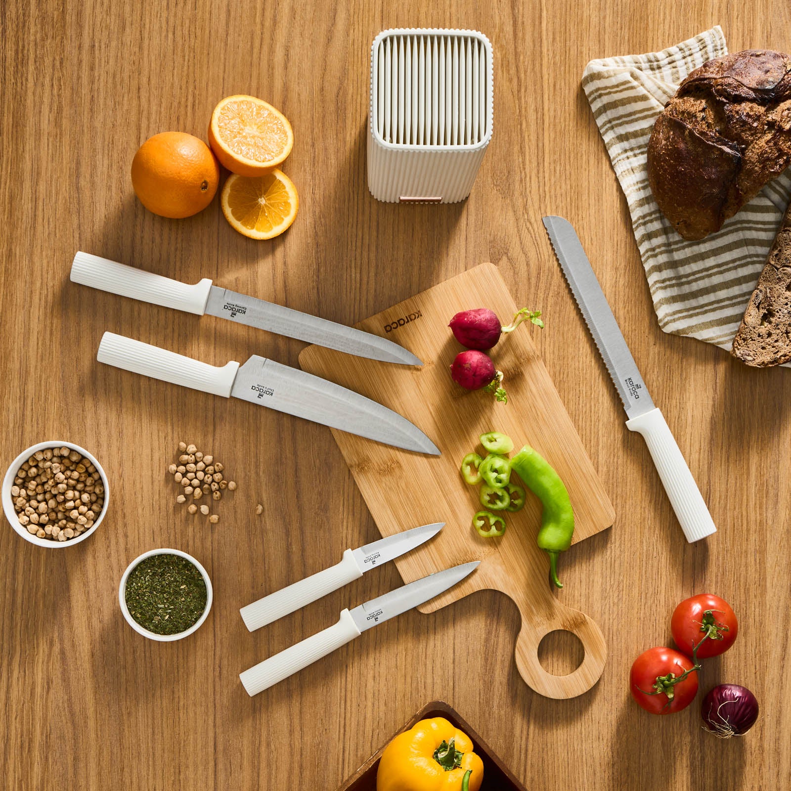 Karaca Massimo Line 6-Piece Stainless Steel Knife Set, Cream - Image 2