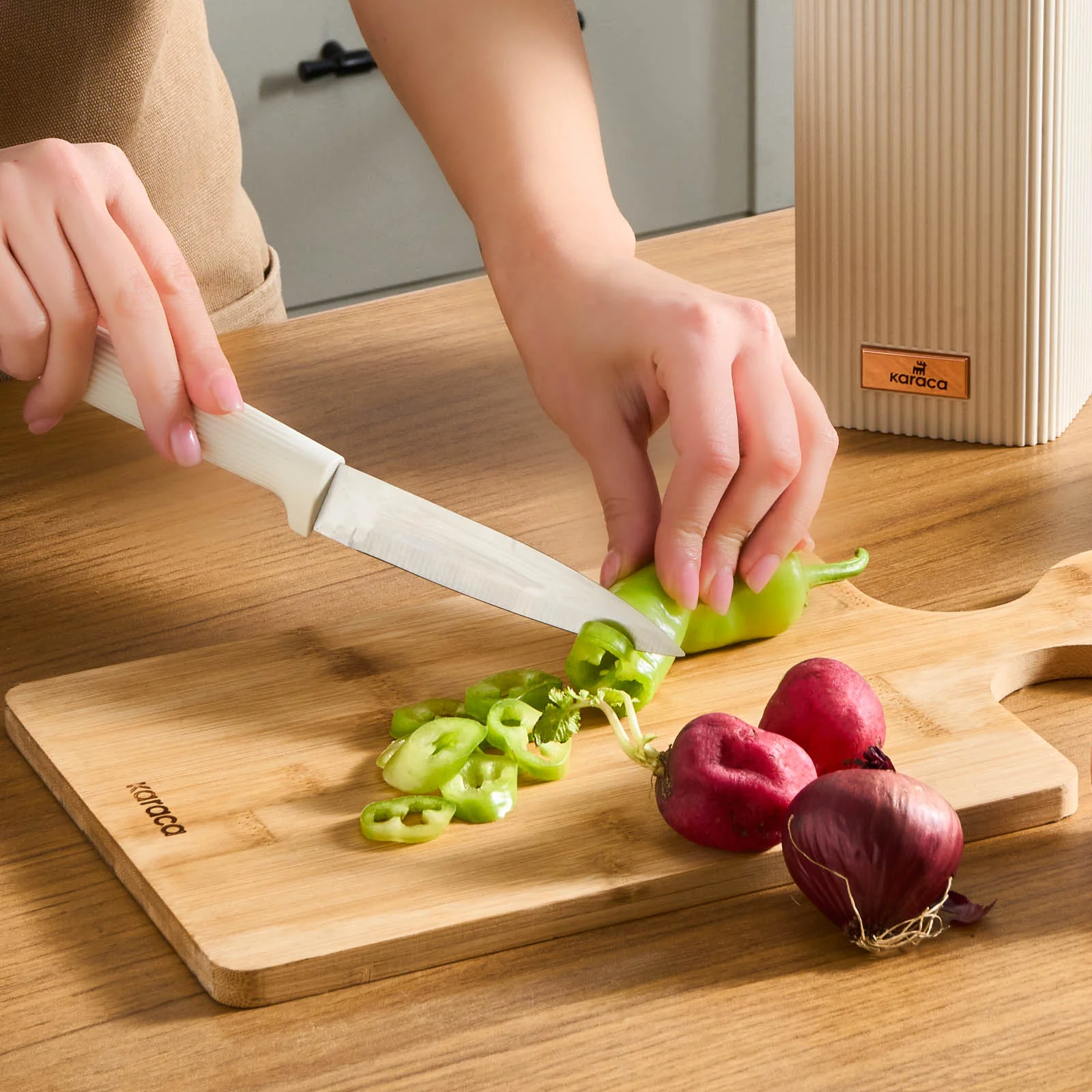 Karaca Massimo Line 6-Piece Stainless Steel Knife Set, Cream - Image 4