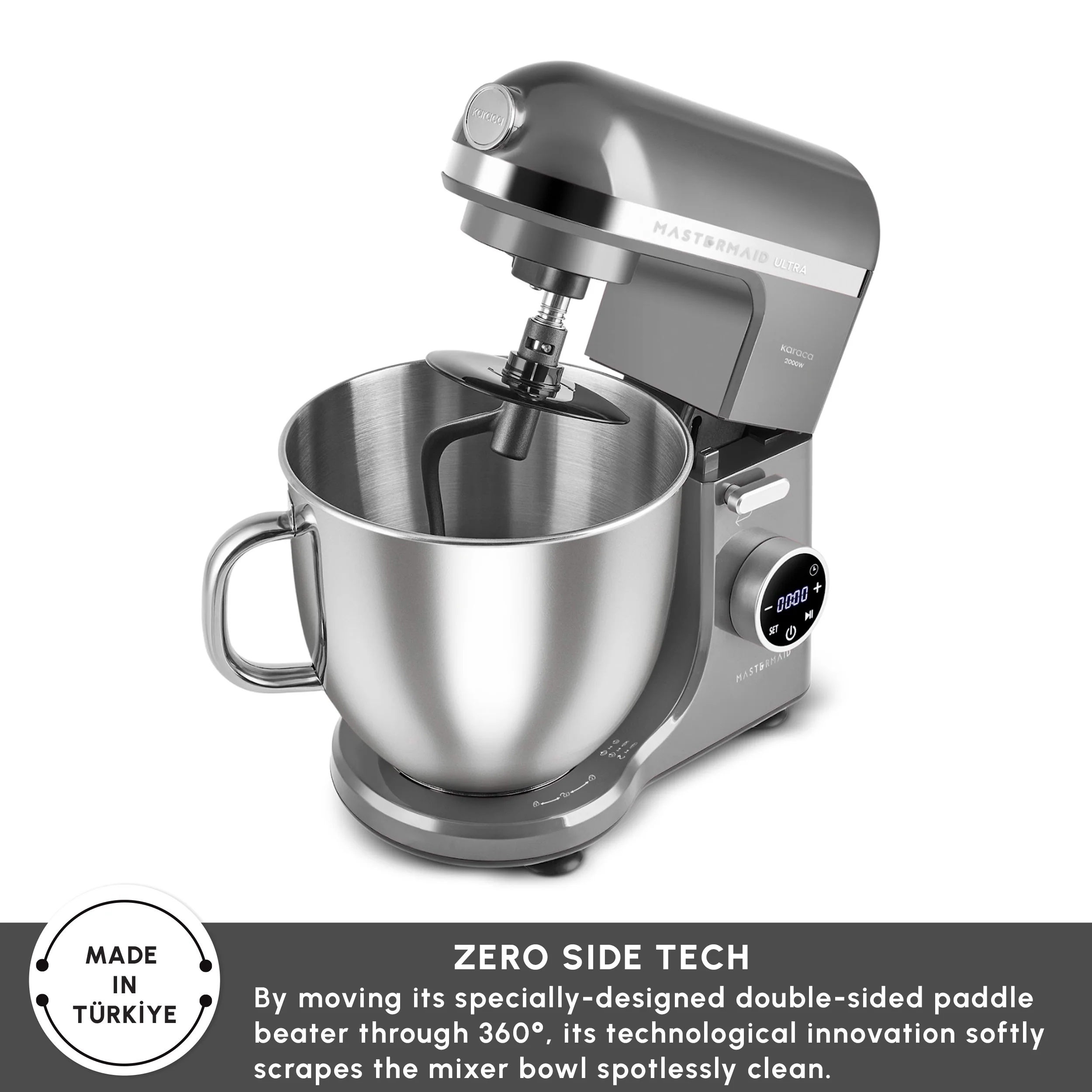 Karaca Mastermaid Chef Ultra Digital Stand Mixer, 7L, 2000W, Galaxy Grey - Image 8