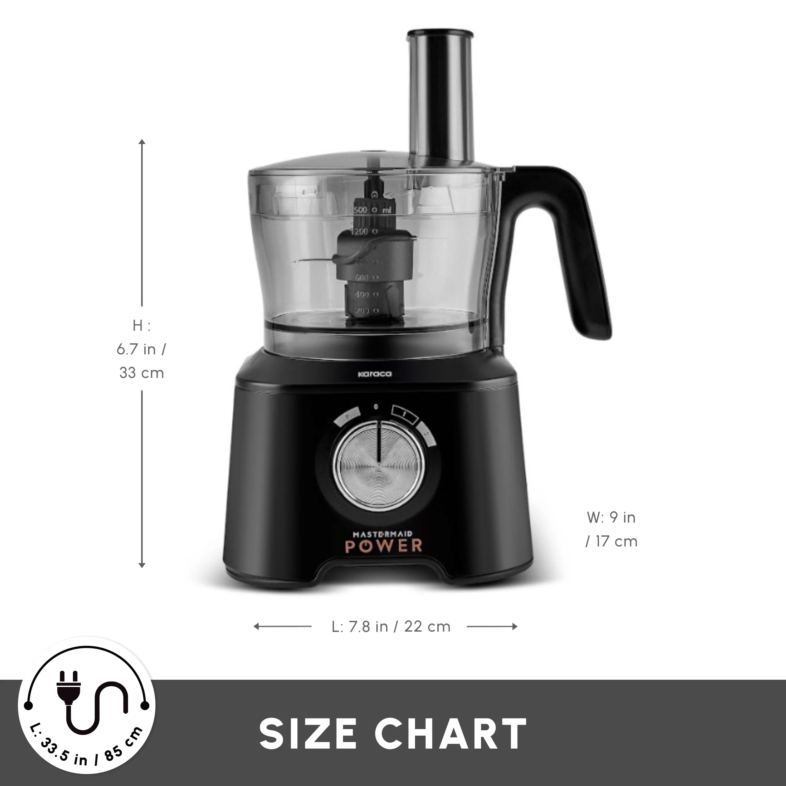 Karaca Mastermaid Power Multifunctional 11 in 1 Food Processor Set, 2500W, Black Silver - Image 3