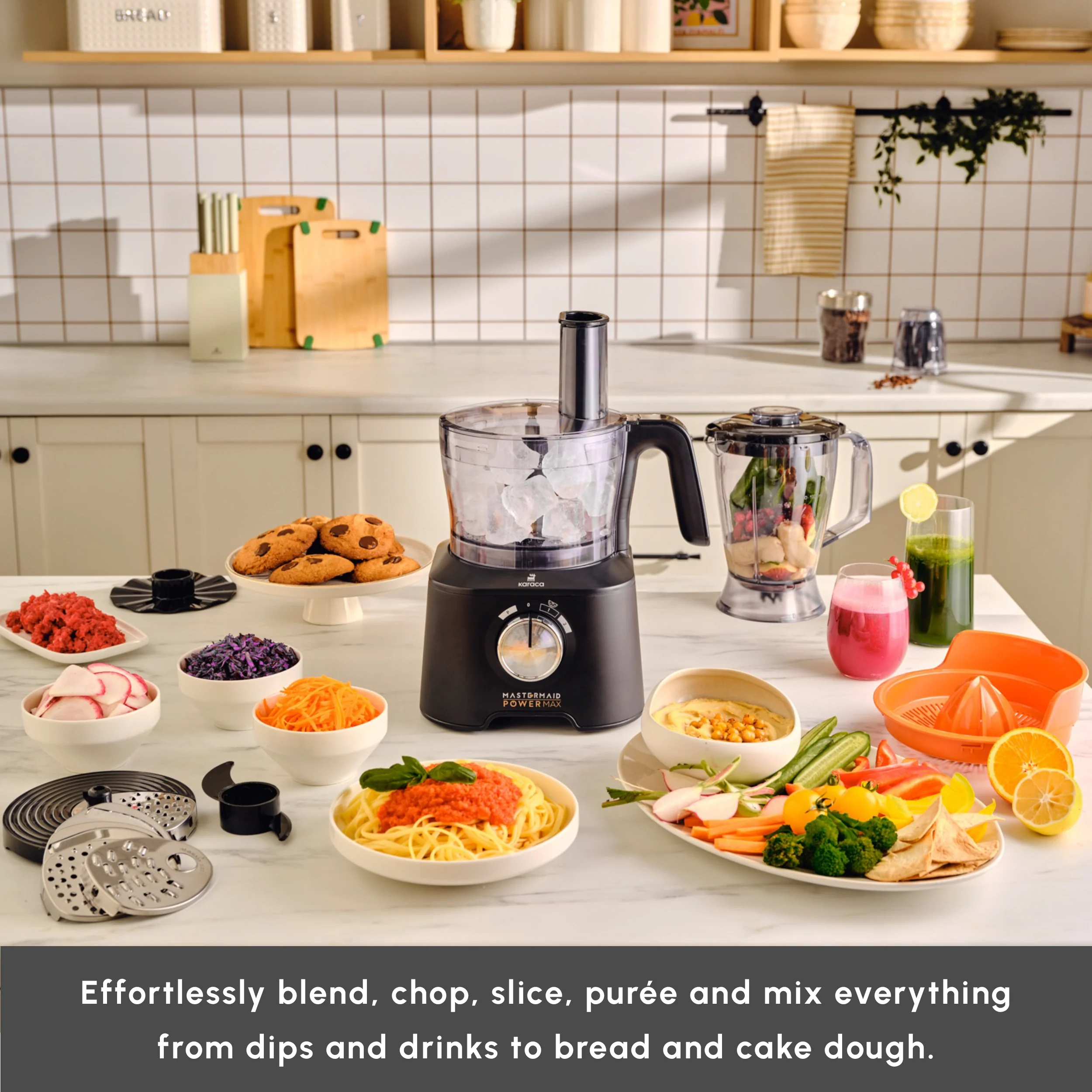 Karaca Mastermaid Power Multifunctional 11 in 1 Food Processor Set, 2500W, Black Silver - Image 4