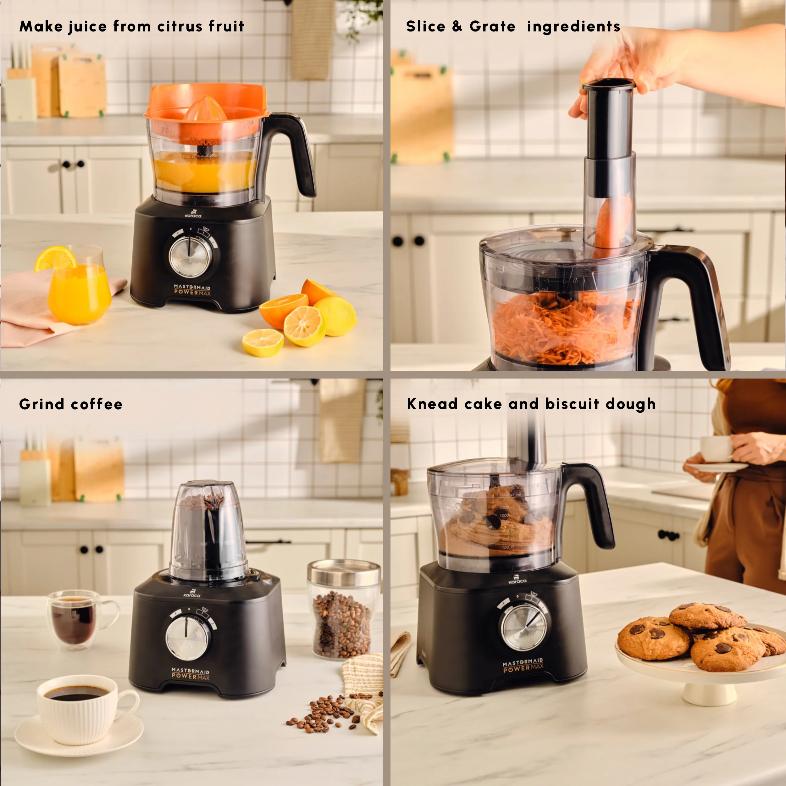Karaca Mastermaid Power Multifunctional 11 in 1 Food Processor Set, 2500W, Black Silver - Image 5