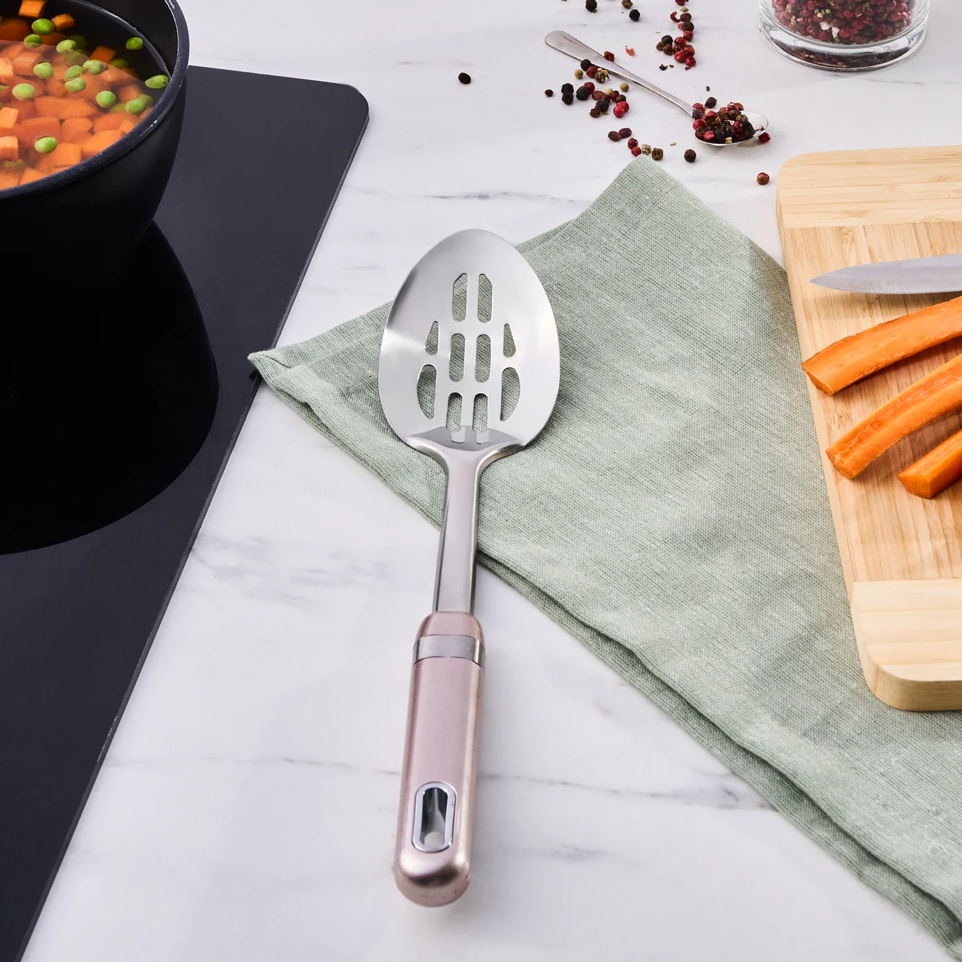 Karaca Mastermaid Slotted Serving Spoon, 32.2x6.5cm, Rose Gold