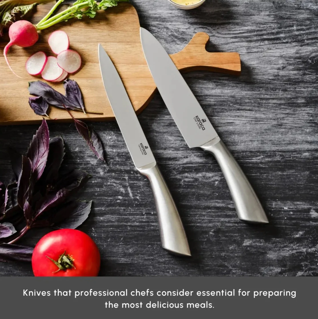 Karaca Meister Bremen 9-Piece German Stainless Steel Knife Set with Stand, Silver - Image 7
