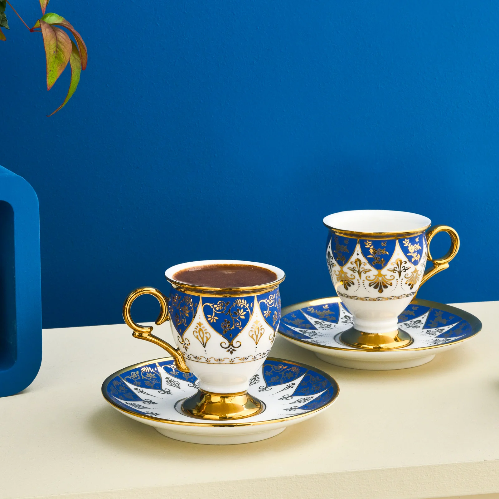 Karaca Merve 4-Piece Bone China Espresso & Turkish Coffee Cup Set, 100ml, Blue - Image 4
