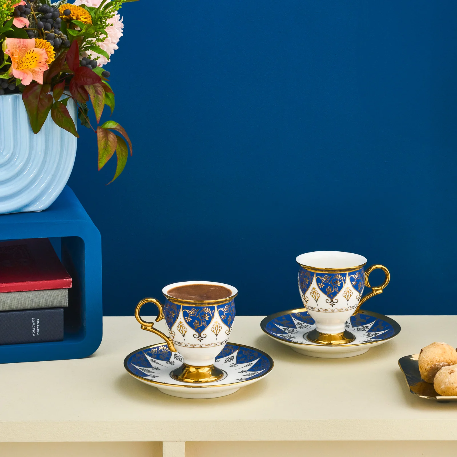Karaca Merve 4-Piece Bone China Espresso & Turkish Coffee Cup Set, 100ml, Blue - Image 5